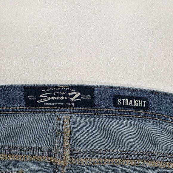 Seven7 Distressed Straight Leg Jeans Medium Wash Contrast Stitch Men’s 40x32 - Picture 8 of 16